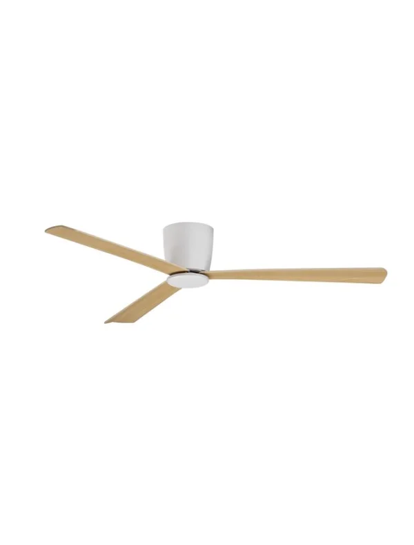 Nova Luce Dell - ventilateur de plafond avec télécommande et option lumière - Ø 121,9 x 18,2 cm - blanc & bois