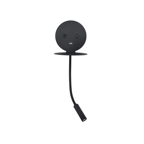Nova Luce Eclip - applique murale avec interrupteur et chargeur USB - 15 x 19,5 x 50 cm - 6W + 3W LED inclus - noir
