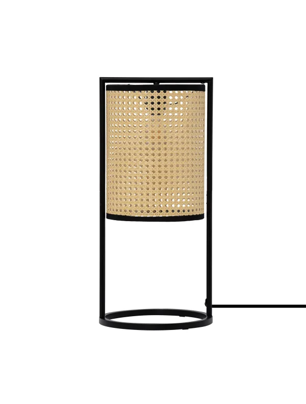 Nova Luce Erto - lampe de table - Ø 26 x 56 cm - noir sablé et rotin