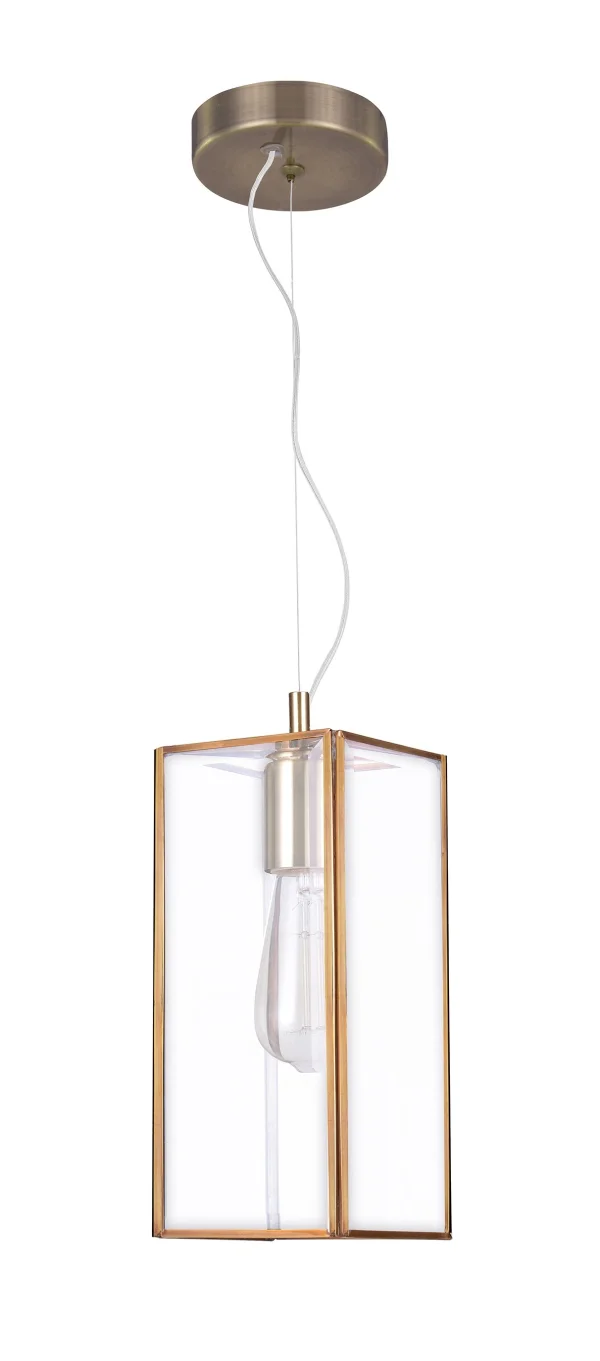 Nova Luce Flavio - lampe suspendue - 32 x 13 x 130 cm - transparent et laiton antique