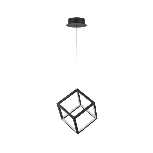 Nova Luce Gabbia - lampe suspendue - 25 x 25 x 190 cm - 45W LED non-dimmersible inclus - noir sable