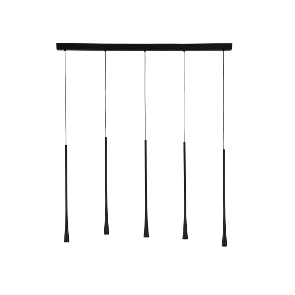 Nova Luce Goccio - lampe suspendue - 110 x 4,5 x 160 cm - 5 x 7W LED inclus - noir
