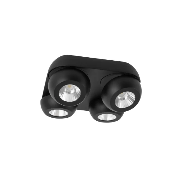 Nova Luce Gon - spot en saillie 4L - 25 x 25 x 9 cm - 4 x 5W LED inclus - noir sable