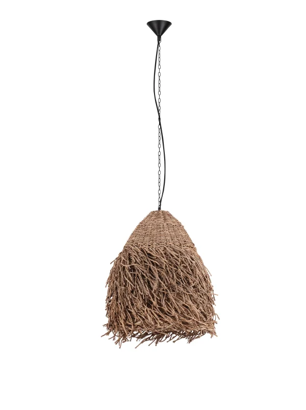 Nova Luce Hay - lampe suspendue - Ø 61 x 200 cm - joncs de mer naturel et noir