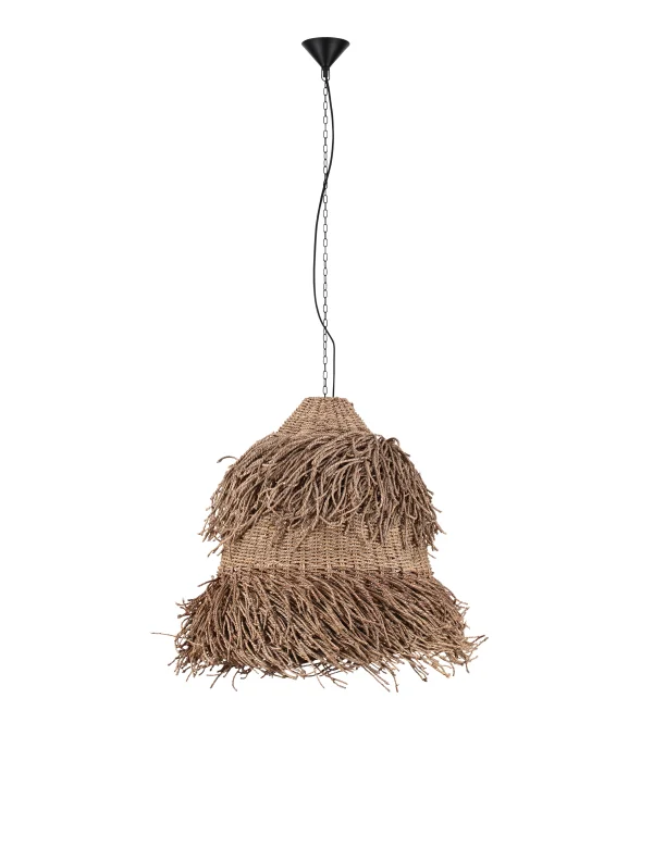 Nova Luce Hay - lampe suspendue - Ø 80 x 200 cm - joncs de mer naturel et noir
