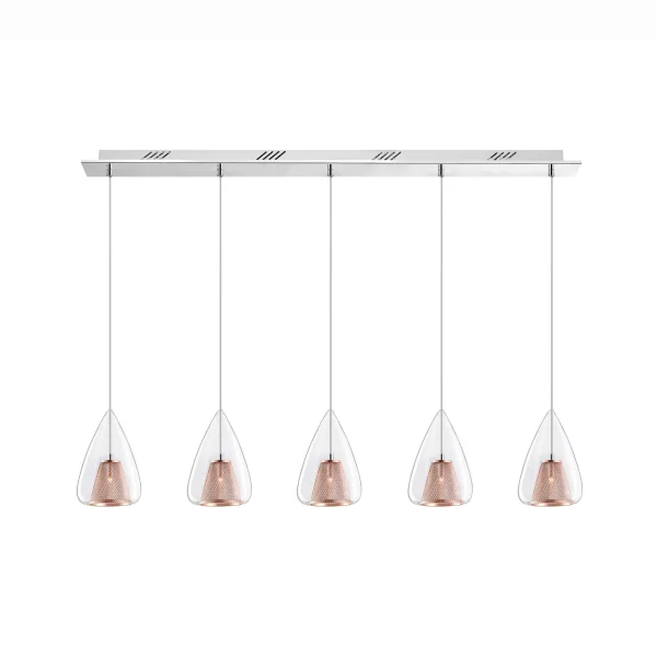 Nova Luce Hugo - lampe suspendue - 112 x 120 cm - or rose et chrome