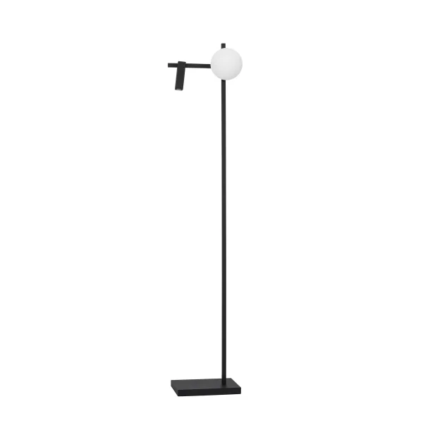 Nova Luce Joline - lampadaire - 150 cm - 6W + 3W LED inclus - noir sable et blanc opale