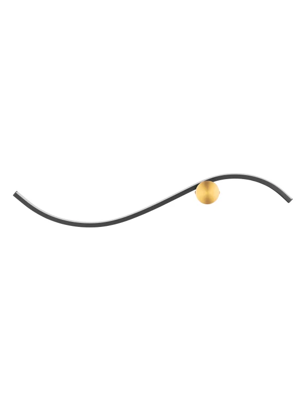 Nova Luce Kima - applique murale - 65 x 13 x 6 cm - 14W LED inclus - or et noir sablé
