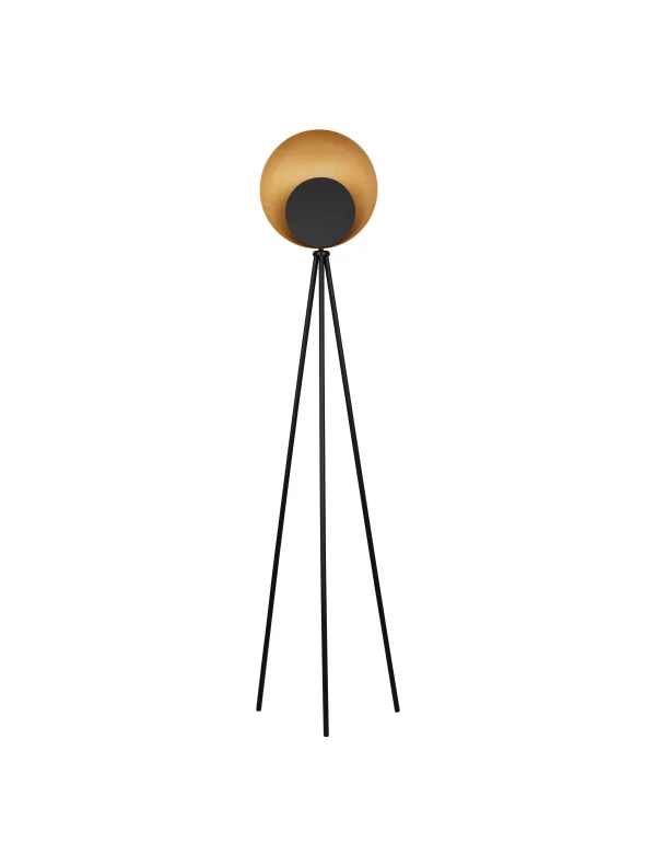 Nova Luce Kitro - lampadaire - Ø 34 x 151 cm - 12W LED inclus - noir mat et or
