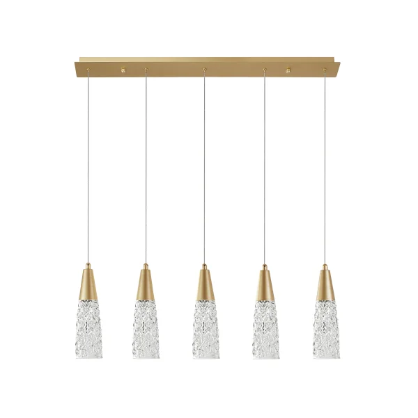 Nova Luce Kovac - lampe suspendue - 80 x 10 x 180 cm - or brossé et transparent