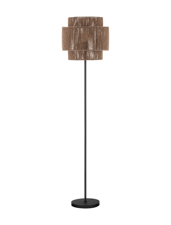 Nova Luce Lito - lampadaire - Ø 35 x 145 cm - noir sablé et paille