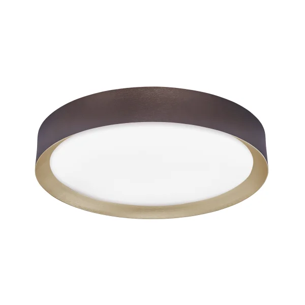 Nova Luce Luton - plafonnier - Ø 55 x 8,5 cm - 47W LED inclus - brun café et blanc mat