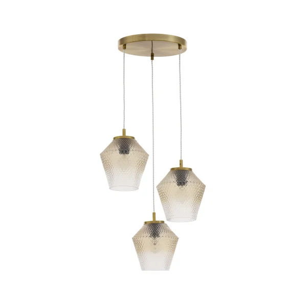 Nova Luce Magio - lampe suspendue - Ø 47 x 120 cm - cognac et laiton doré