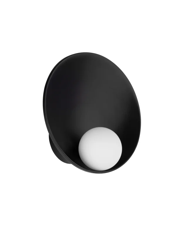 Nova Luce Minim - applique murale - Ø 23 x 23 cm - noir sablé et verre opale