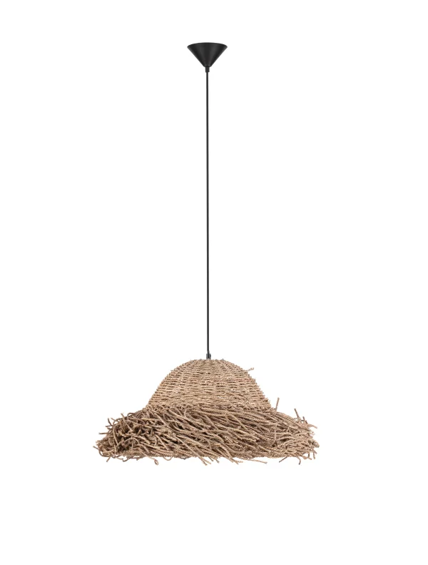 Nova Luce Natu - lampe suspendue - Ø 65 x 200 cm - joncs de mer naturel et noir