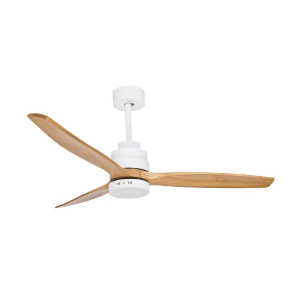 Nova Luce Nature - ventilateur de plafond avec lumière et télécommande - Ø 132 x 48 cm - 12W LED inclus - blanc mat et marron clair