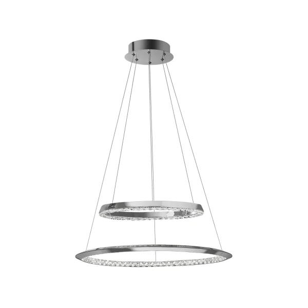 Nova Luce Netuno - lampe suspendue - Ø 60 x 120 cm - 36W LED dimmable inclus - chrome