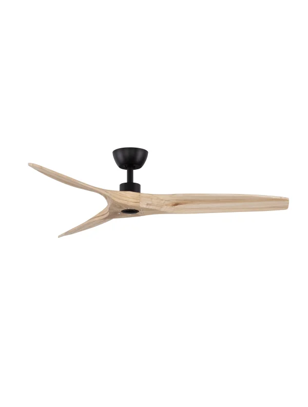 Nova Luce Ninemia - ventilateur de plafond avec télécommande - Ø 132 cm - noir et bois naturel