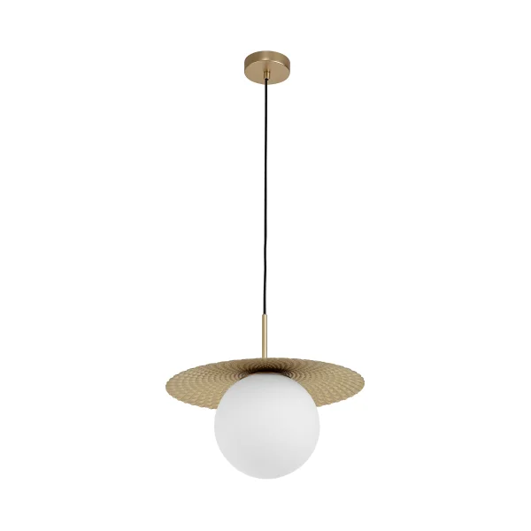Nova Luce Obbit - lampe suspendue - Ø 38 x 120 cm - or et opale