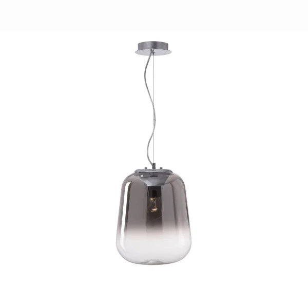 Nova Luce Oliverio - lampe suspendue - Ø 33 x 120 cm - verre fumé et chrome