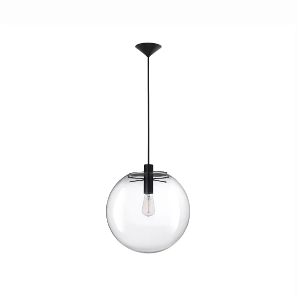 Nova Luce Ovvio - lampe suspendue - Ø 30 x 185 cm - transparent et noir