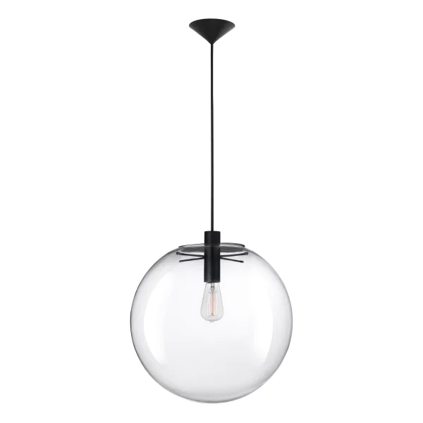 Nova Luce Ovvio - lampe suspendue - Ø 40 x 195 cm - transparent et noir