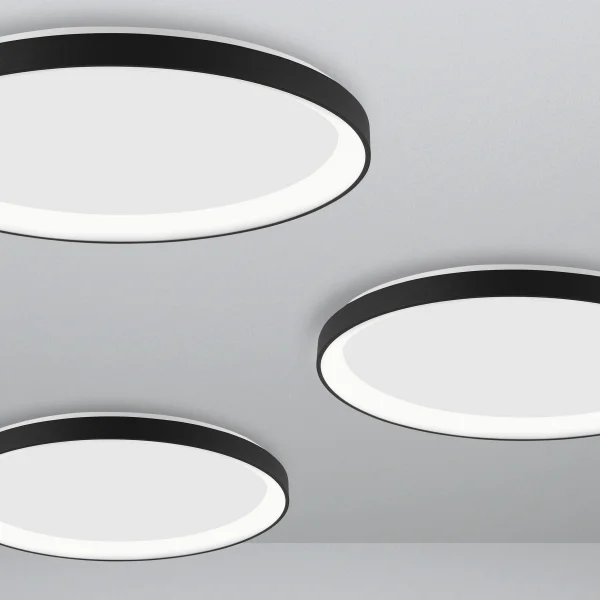 Nova Luce Pertino - plafonnier - Ø 48 x 6 cm - 38W LED dimmable inclus - noir sable