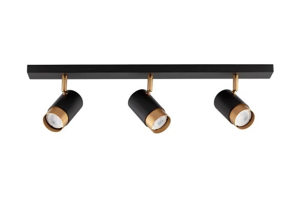 Nova Luce Pogno - spot en saillie 3L - 60 x 6 x 12,5 cm - noir sable et or