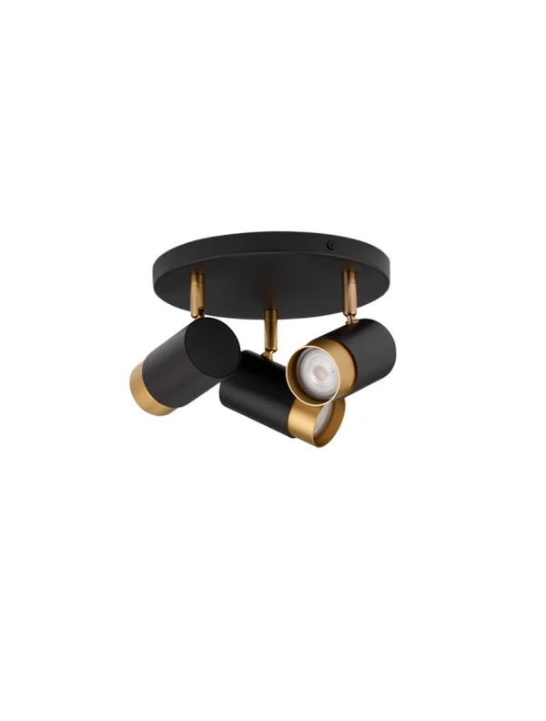 Nova Luce Pogno - spot en saillie 3L - Ø 22 x 14 cm - noir sable et or