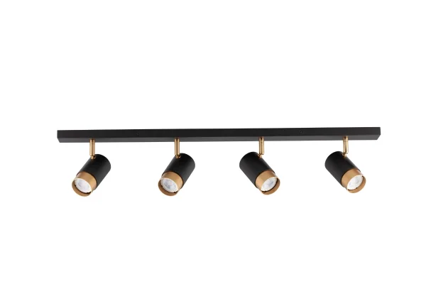 Nova Luce Pogno - spot en saillie 4L - 80 x 6 x 12,5 cm - noir sable et or