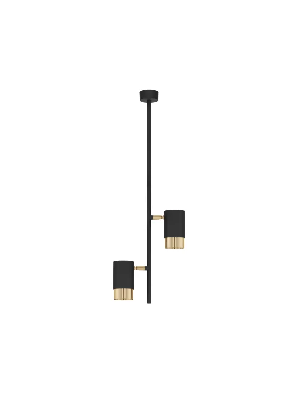 Nova Luce Pongo 2L - spot en saillie - Ø 5,9 x 62,2 cm - noir et or