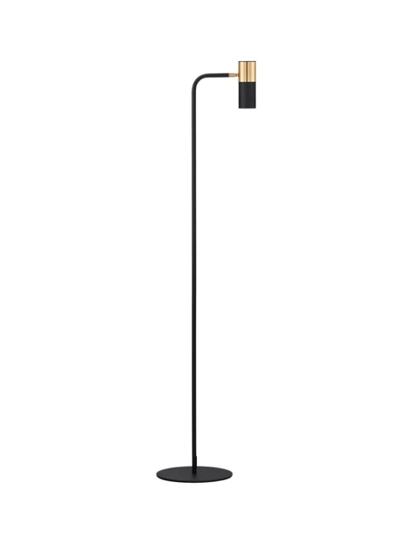Nova Luce Pongo - lampadaire avec interrupteur et prise USB - Ø 25 x 135 cm - noir sable et or