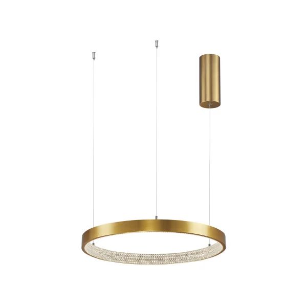 Nova Luce Preston - lampe suspendue - Ø 40 x 120 cm - 25W LED dimmable inclus - antique gold brass