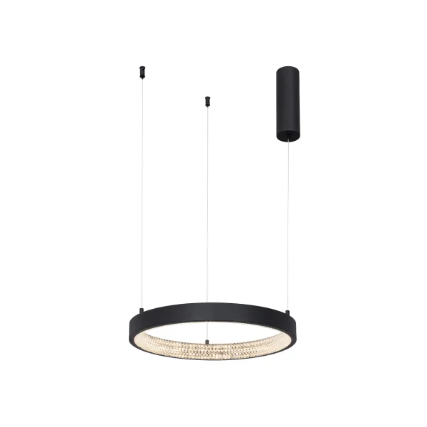 Nova Luce Preston - lampe suspendue - Ø 40 x 120 cm - 25W LED dimmable inclus - sand black