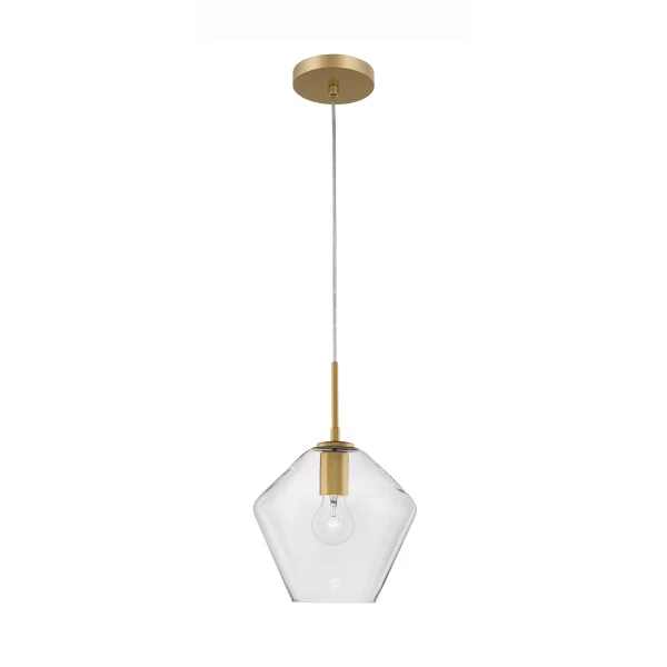 Nova Luce Prisma - lampe suspendue - Ø 23 x 122 cm - or et transparent