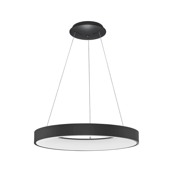 Nova Luce Rando Thin - lampe suspendue - Ø 60 x 120 cm - 50W dimmable LED inclus - sand black - warm white light colour