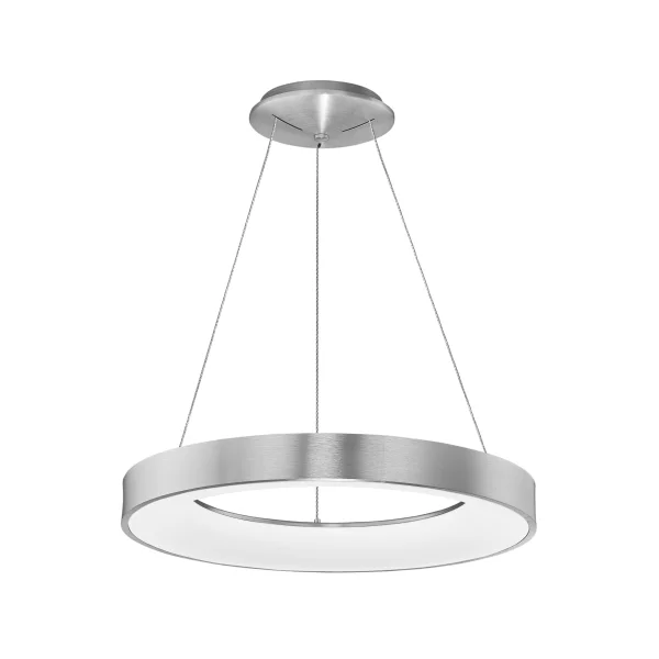 Nova Luce Rando Thin - lampe suspendue - Ø 60 x 120 cm - 50W LED dimmable inclus - argent brossé