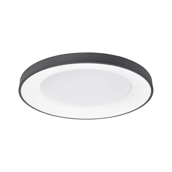 Nova Luce Rando Thin - plafonnier - Ø 60 x 9 cm - 50W LED dimmable inclus - noir sable - couleur blanc chaud