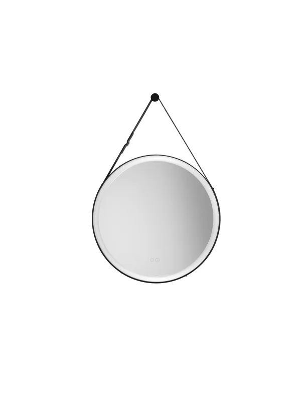 Nova Luce Rems - miroir avec éclairage - Ø 64 x 85 x 4 cm - 29W LED inclus - IP44 - noir sablé