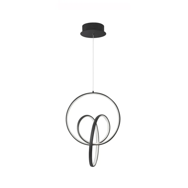 Nova Luce Rings - lampe suspendue - Ø 40 x 120 cm - 43W LED dimmable inclus - sand black