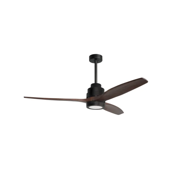 Nova Luce Sabal - ventilateur de plafond avec lumière et télécommande - Ø 132 x 48 cm - 12W LED inclus - brun et noir mat