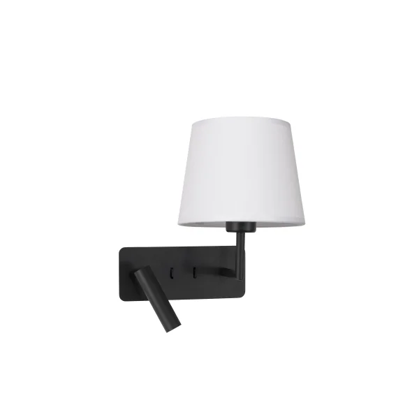 Nova Luce Savona - applique murale avec interrupteur - 27,5 x 24 x 32 cm - 3W LED inclus - blanc et noir sable