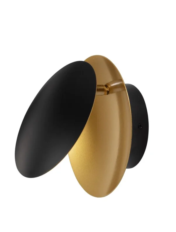 Nova Luce Shell - applique - Ø20 x 11 cm - 7W LED inclus - noir & or