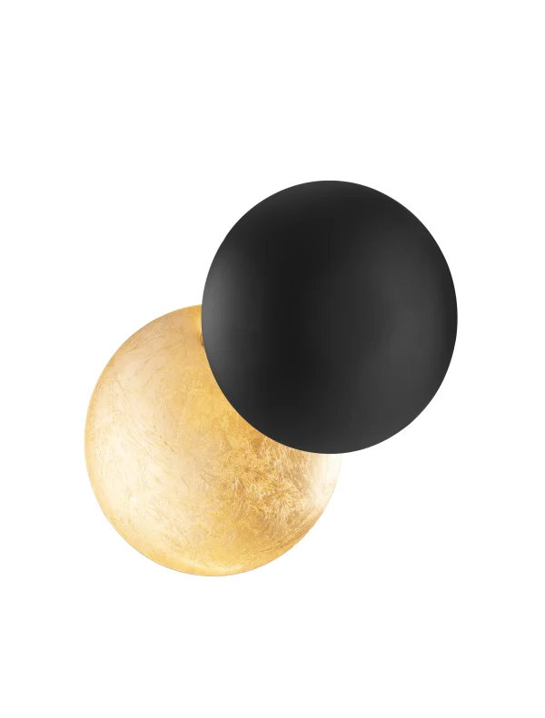 Nova Luce Soleil - applique murale - Ø 20 x 20 cm - 6W LED inclus - noir sablé et or