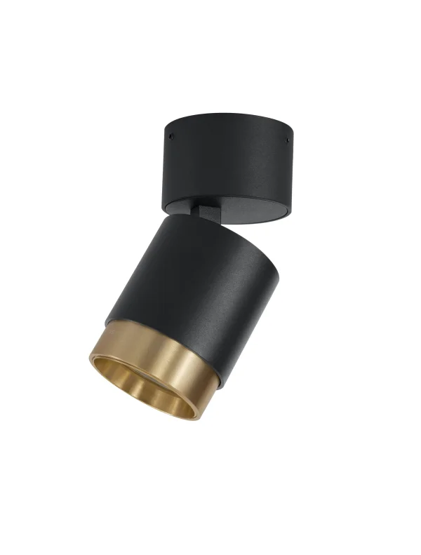 Nova Luce Spectre - spot en saillie - Ø 6,5 x 14,4 cm - 15W LED inclus - faisceau réglable - noir/doré