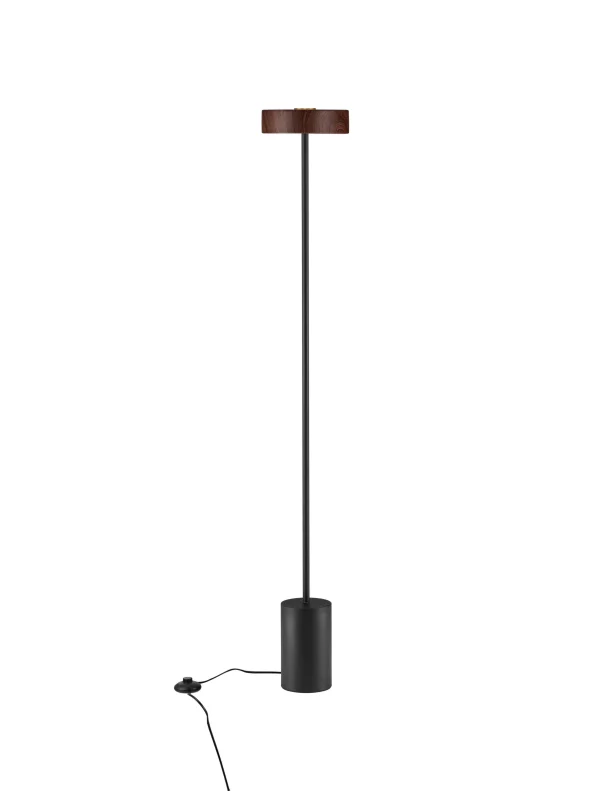 Nova Luce Thea - lampadaire - Ø 20 x 135 cm - 17W  LED inclus - noir sablé et bois