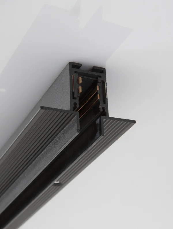 Nova Luce Ultra Slim - rail magnétique encastré sans raccord avec ailettes de 1 cm de profondeur - 200 cm - noir