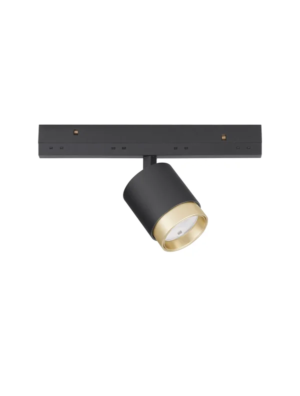 Nova Luce Ultra Slim - spot sur rail - faisceau réglable de 15 à 36 degrés - Ø 4,5 cm - 5W DALI dimmable LED inclus - noir et or