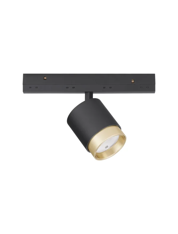 Nova Luce Ultra Slim - spot sur rail - faisceau réglable de 15 à 36 degrés - Ø 5,5 cm - 10W DALI dimmable LED inclus - noir et or