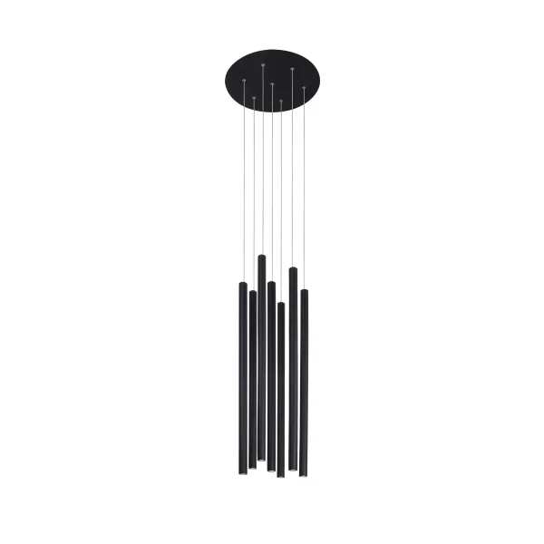 Nova Luce Ultrathin - lampe suspendue - Ø 40 x 150 cm - 7 x 3W LED inclus - noir